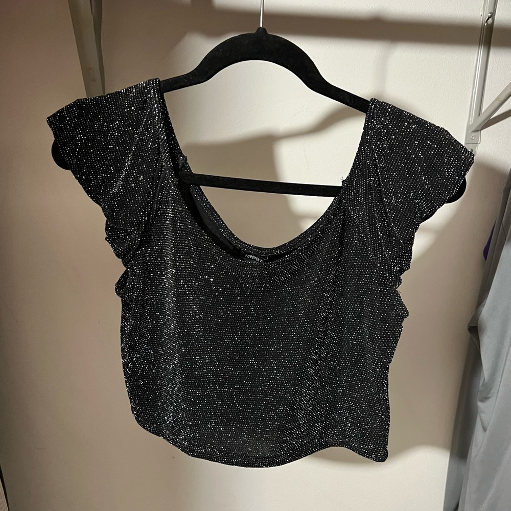 Black sparkly crop top